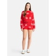 thumbnail image 2 of No Boundaries Christmas Plush Sweater and Shorts Set, 2-Piece, Women’s, 2 of 5