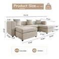 thumbnail image 2 of QEZEOM Modular Sectional Sofa, U Shape Sofa 5 Seater, Modern Velvet Fabric Couch with Storage Ottoman for Living Room Apartment Office, Beige, 2 of 7