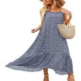 thumbnail image 3 of Women Summer Sleeveless Dress Floral Patterns Ruffled Neckline High-low Hem Cute Dress, 3 of 6