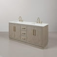 thumbnail image 4 of Water Creation 72" Wood Double Bathroom Vanity in Gray Oak & Gold, 4 of 14