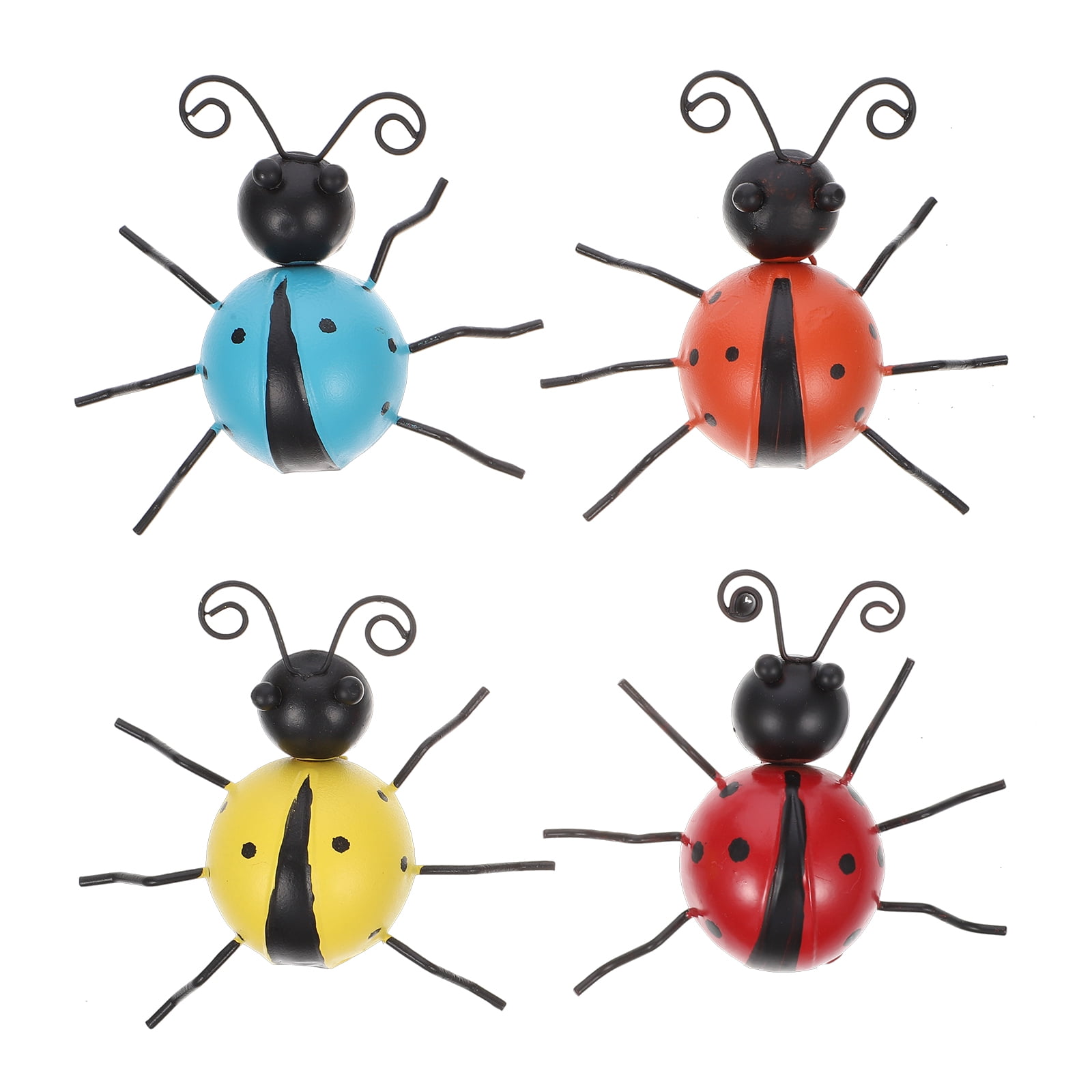 Rosarivae 4Pcs Metal Ladybird Garden Wall Art Craft Iron Ladybugs