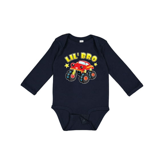Inktastic Monster Truck Little Bro Boys Long Sleeve Baby Bodysuit