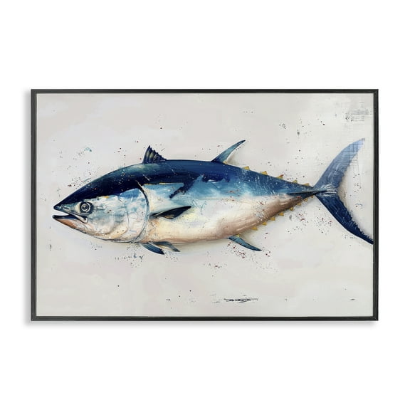Stupell Industries Tuna Fish Sea Life Animals Painting Black Framed Art Print Wall Art, 18 x 12