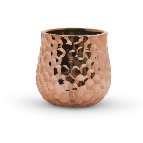 WGV Unique Textured Rose Gold Pot - 6" Wide x 6" Height, Good quality, Heavy Weighted Base - 1 Pc