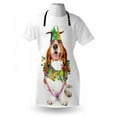 thumbnail image 3 of Mardi Gras Apron Happy Smiling Basset Hound Dog Wearing a Jester Hat Neck Garland Bead Necklace, Unisex Kitchen Bib Apron with Adjustable Neck for Cooking Baking Gardening, Multicolor, by Ambesonne, 3 of 3