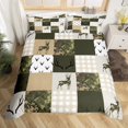 thumbnail image 1 of Cover Set Queen Size Camo Comforter Cover Green and Beige Plaid Print Bedding, 1 of 5