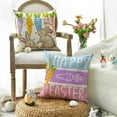 thumbnail image 4 of Happy Easter Rabbit Easter Eggs Carrots Watercolor Throw Pillow Covers, 18 x 18 Inch Orange Hunny Bunny Stripes Cushion Case Decoration for Sofa Couch Set of 4, 4 of 6