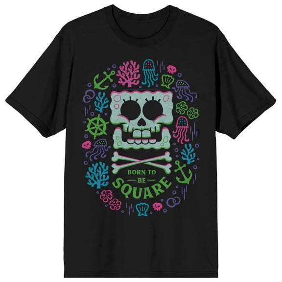 The SpongeBob Movie: Search For SquarePants (2025) SpongeBob Skeleton Men's Black Short Sleeve Tee-XS