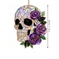 thumbnail image 3 of STIJGGN Halloween Skull Purple Rose Stained Acrylic Suncatcher, Gothic Floral Prism Window Hanging Ornament, Spooky Halloween Light Catcher, Fall Home Wall Decor Gift, 3 of 4
