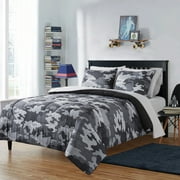 Your Zone Camouflage Full Bedding Set for Kids, Grey, 7 Pieces with Storage Bag, Child, Unisex