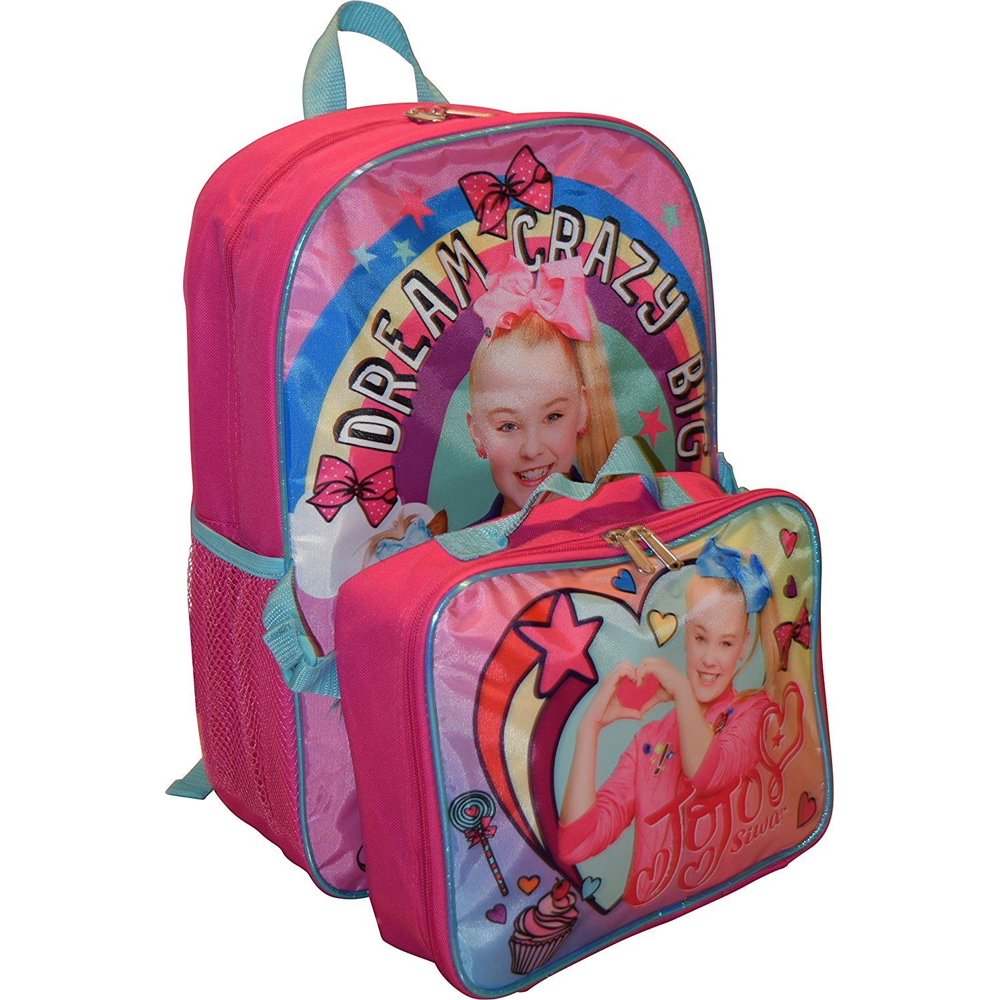 Licensed Girl Jojo Siwa 16" Backpack With Detachable Matching Lunch
