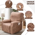 thumbnail image 3 of Eurhowing Recliner Chair Cover 4-Piece, PU Leather Waterproof Stretch Recliner Slipcover, Non-Slip Furniture Protector for Pets Kids, Khaki, 3 of 9