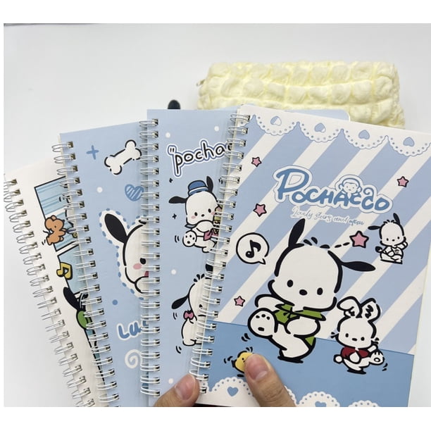 4 piezas Sanrio HelloKittys Notebook Kawaii Pochacco Anime estudiante papelería A5 planificador diario semanal Oficina escuela suministros niños
