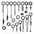 thumbnail image 1 of 20 Piezas Aretes Falsos Piercing Hombre Mujer Arracadas Set negro, 1 of 5