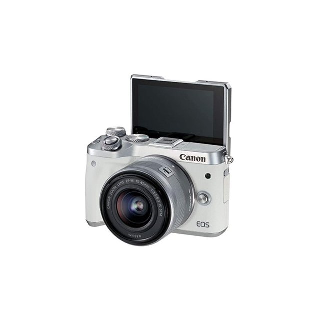Canon EOS M6 Mirrorless Digital Camera (Intl Model) (w/15-45, White) Canon Canon EOS M6 with 15-45mm Lens