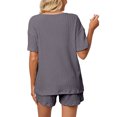 thumbnail image 4 of Liacowi Women Pajama Set Short Sleeve T-Shirts Tops and Shorts 2 Piece Sleepwear Loungewear, 4 of 5