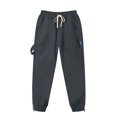 thumbnail image 6 of XAOFW Slim Fit Boys Cargo Pant With Elastic Drawstring Waist Solid Color Straight Leg Trousers Kids Back To School Jogger Pants Versatile Bottoms 8-9 Years, 6 of 7