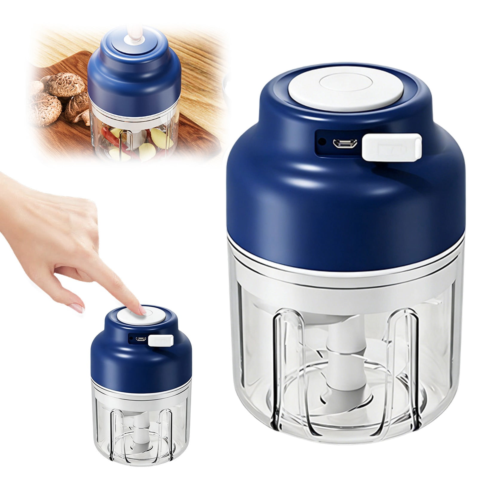 XKHZJL Electric Garlic Chopper, Mini Portable Veggie Chopper USB Charging Wireless Food Processor, Upgrade Electric Mini Garlic Chopper Set Wireless Veggie Grinder