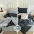 thumbnail image 6 of PURE ERA 3pc Duvet Cover Set-Jersey Knit Cotton 100% T-Shirt Cotton-Reversible Cover Super Soft Stretchy-Queen Size,Heathered Charcoal Grey/Gray, 6 of 8