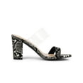 thumbnail image 3 of BLISSFUL STEP Women's Snake Print Snakeskin Block Heels Sandals Black Snakeskin 7, 3 of 8