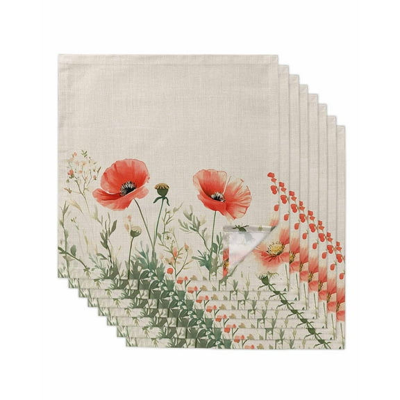 Hokiten Kitchen Dinner Napkins Set of 8 Elegant Poppy Cloth Napkins Reusable Washable Table Napkins for Weddings Cocktail Parties Holiday Table Decor 20x20 Inch