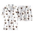 thumbnail image 5 of felwors Funny Graphic Pajamas for Women Set Button Down Short Sleeve Top and Shorts Pjs Sets Sleepwear Khaki, XXXL, 5 of 6
