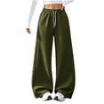 thumbnail image 4 of women's pants Baeitkot Women Fashion Solid Color Loose Elastic Waist Drawstring Strap Cargo Long Pants, 4 of 7