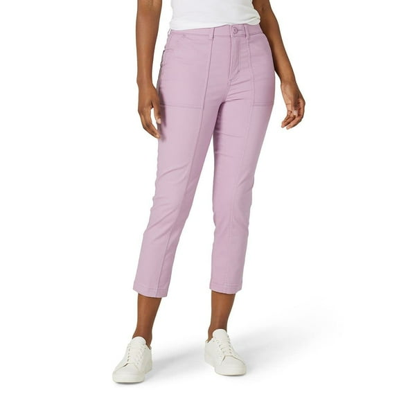 Lee Women's Ultra Lux Utility Seamed Crop Pants (Plum Purple, 14 Medium)