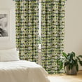 thumbnail image 2 of Ambesonne Baroque Curtains, Flowers Diamond Like Back, Pair of 28"x84", Eggplant and Yellow Green, 2 of 5