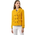thumbnail image 2 of INSPIRE CHIC Women's Winter Worsted Notched Lapel Double Breasted Short Peacoat, 2 of 6