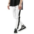 thumbnail image 1 of Ma Croix Men's Skinny fit Two Tone Stripe Track Pants Jogger with Zipper Pockets, 1 of 7