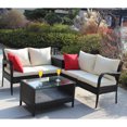 thumbnail image 4 of 4 Piece Patio Sectional Wicker Rattan Outdoor Furniture Sofa Set with Storage Box Brown 00010, 4 of 9