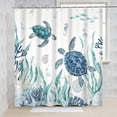 thumbnail image 3 of Ocean Turtle Shower Curtain Coastal Sea Coral Bathroom Curtain Decor 60x72 in, 3 of 4