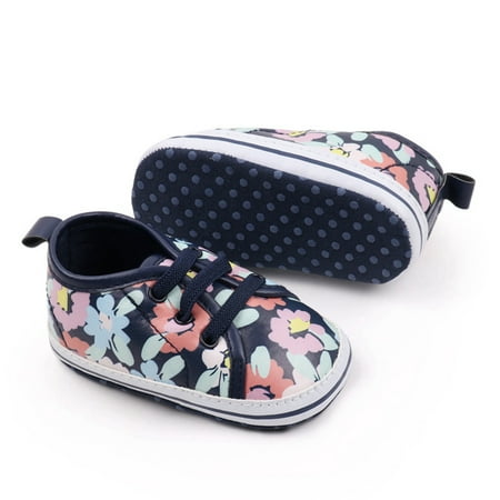

Toddler Girls Walking Shoes Floral Print Baby Flats Breathable Infant First Walker Crib Shoes for Newborn
