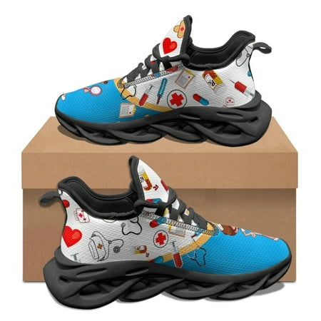 

Nursing Shoes Medical Sneakers Breathable Classic Mesh Sneakers Medical Nurse Print Outdoor Light Running Footwear