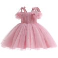 thumbnail image 5 of MEZZALL Kids Dresses Elegant Girls Dress With Bow Tie Sash Delicate Spaghetti Strap Party Gown Toddler Performance Attire Cozy Christmas Square Collar Sundress, 5 of 5