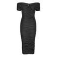 thumbnail image 5 of USSUMA Casual Dresses for Women Women'S Casual Dresses Sleeveless Solid Color Pleated off Shoulder Neck Casual Maxi Dress Elegant Dress Comfortable Skirts Birthday Sales Black Dress Size-L, 5 of 6