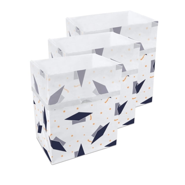 Clean Cubes 13 Gallon Trash Cans & Recycle Bins for Sanitary Garbage Disposal. Disposable Containers for Parties, Events, Recycling, and More. 3 Pack (Graduation)