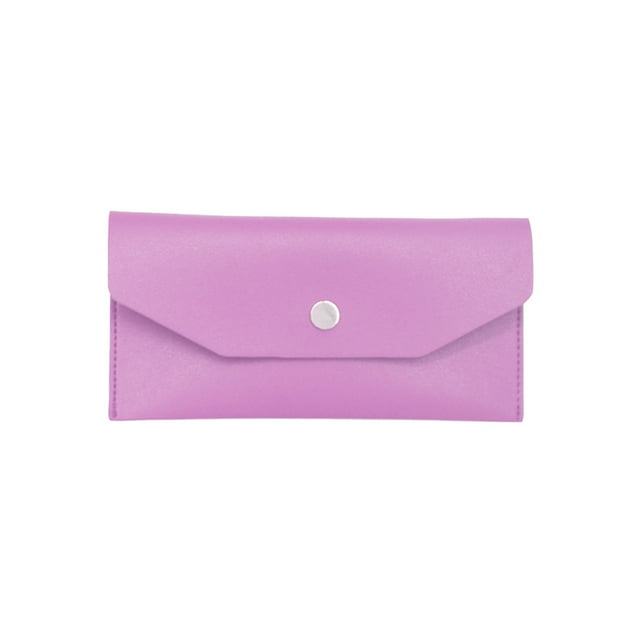 fastboy PU Leather Women Cash Wallet Solid Color Replacement Snap Button Stylish Exquisite Girls Ladies Purse Birthday Gift Purple