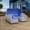 Gray Blue, variant on 6Pcs Patio Sectional Sofa Set PE Rattan Daybed with Retractable Canopy, Outdoor Wicker Sunbed Chaise Chair Conversation Furniture Sets with Adjustable Backrest for Poolside Backyard, Gray & Blue