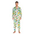 thumbnail image 3 of FORMRS Onesies Pajama for Adults Unisex Hoodie Winter Jumpsuit One Piece Sleepwear, Sizes S-2XL, Retro Blue Floral, 3 of 7