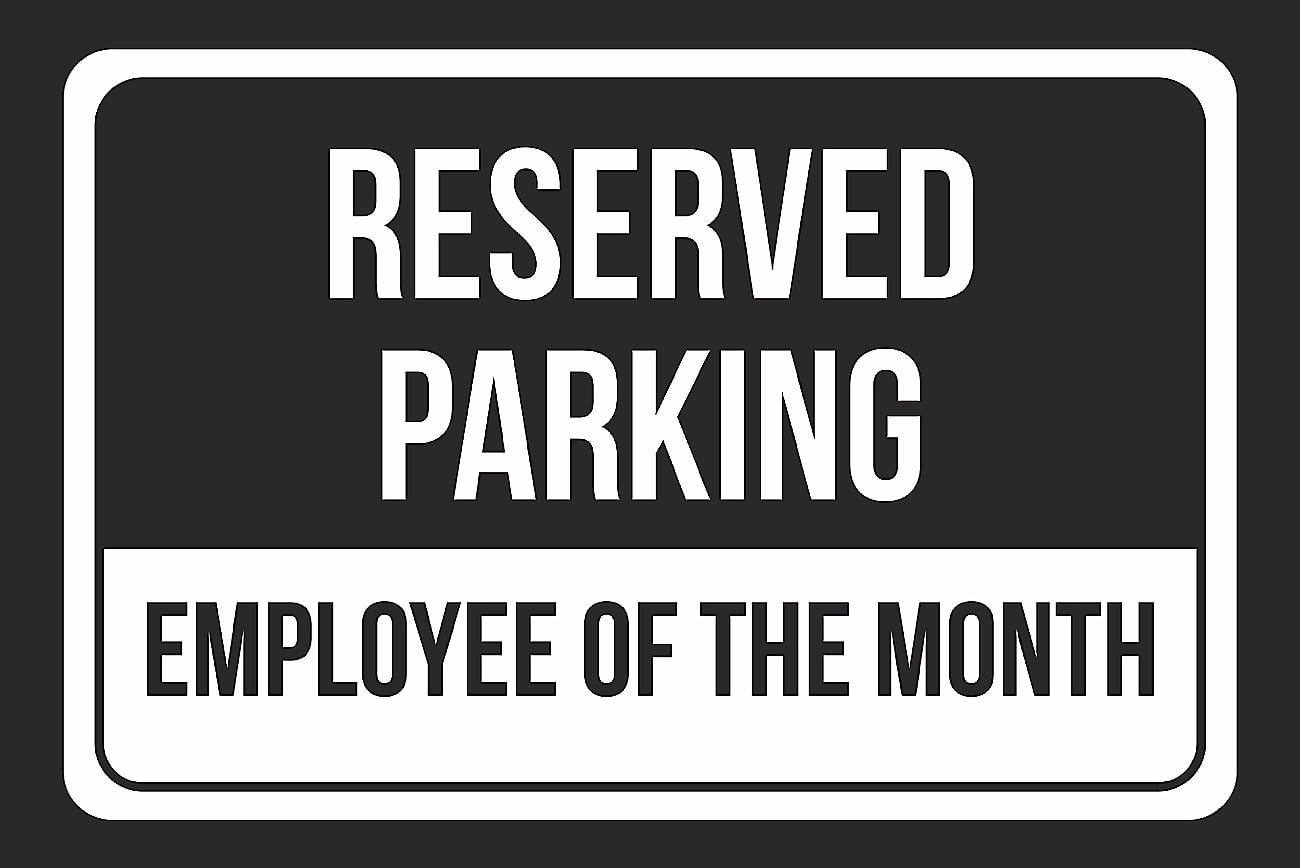 reserved parking employee of the month print black and white black employee of the month parking signs