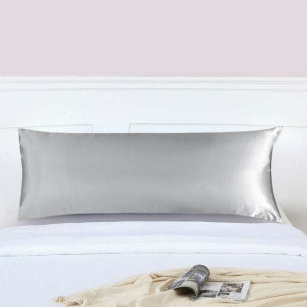 Numerosas fundas de almohada de seda satinada Funda de almohada de seda satinada adecuada para cabello y piel Tamaño estándar 51x137cm Con cremallera oculta Funda de almohada suave, transpirable, vidr