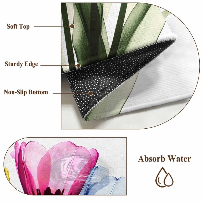 USA RUG / チューリップ柄 Tulip Flower Washable Area Rug 2.7x5 Color Floral Transparent