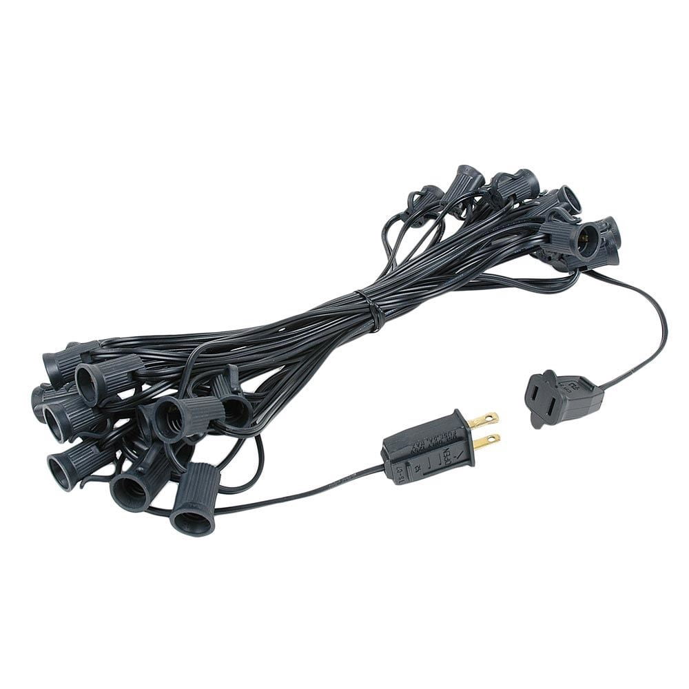Novelty Lights 25 Feet Red G30 Globe Outdoor Patio String Lights, Black Wire