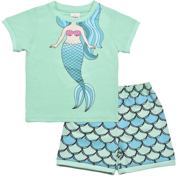 Rimyaw Toddler Girls Mermaid Pajamas Sets Summer 100 Cotton Sleepwear PJS Clothes 5T