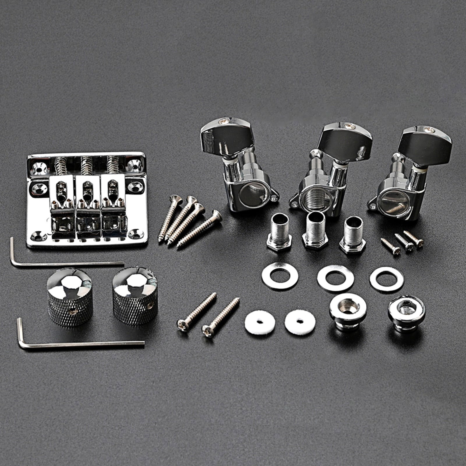 Guitar Bridge Replacement For 3 String Electric Guitars Includes Tuning Machines Locking Hardware And Mounting Accessories