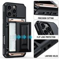 thumbnail image 2 of For iPhone 16 Pro Max Case TPU + PC Armor Shockproof Phone Cover with Card Holder - Black, 2 of 5