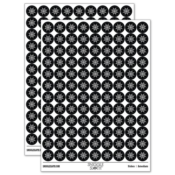 Spider Web 200 Round Stickers - Black - Gloss Finish - 0.50" Size