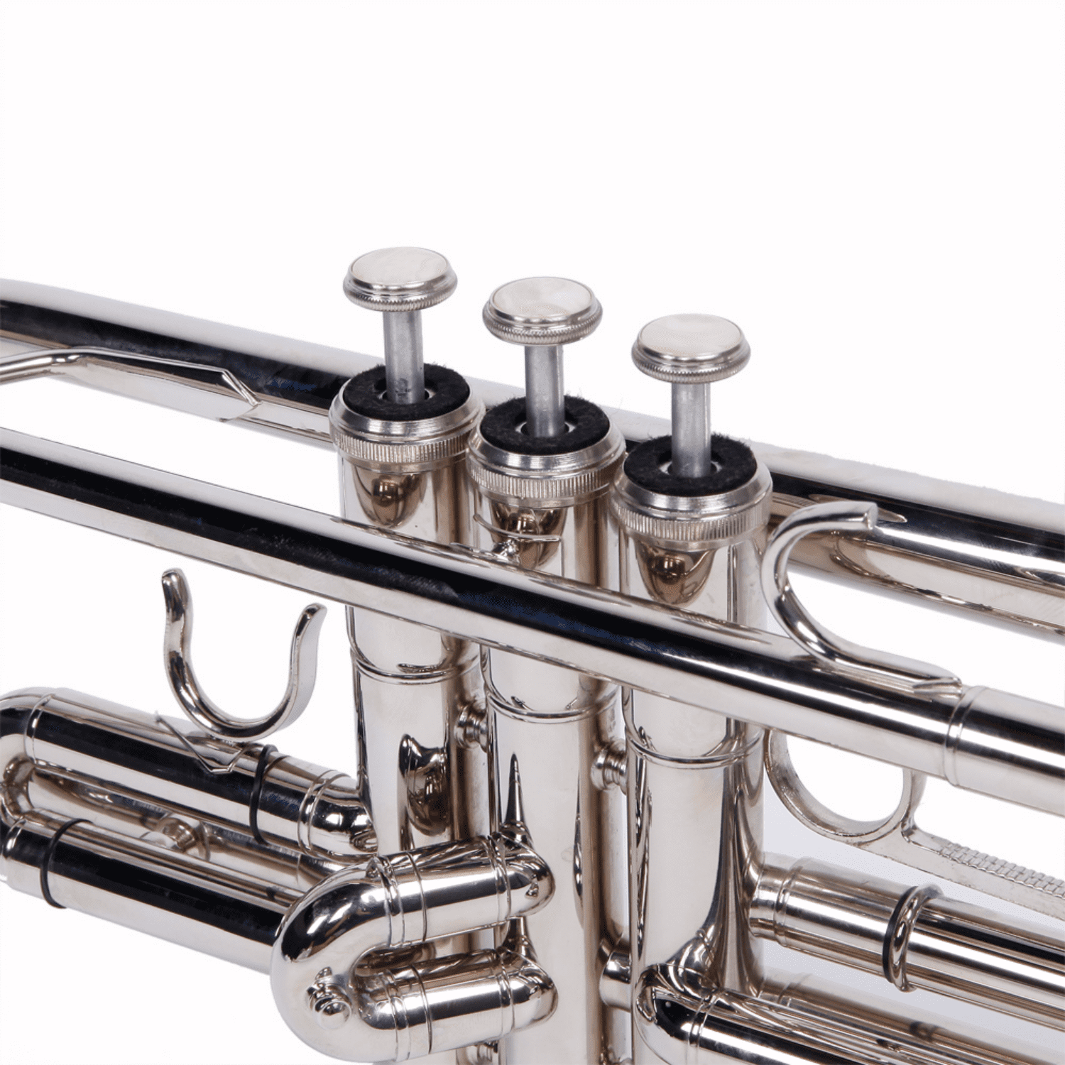 Hassch Brass Trumpet with Case, Drop B Trumpet for Beginners with Mouthpiece & Gloves, Silver